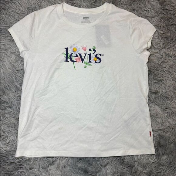 Levi's Women's Floral Graphic Short Sleeve Tee - White Size Medium NWT - Picture 1 of 7